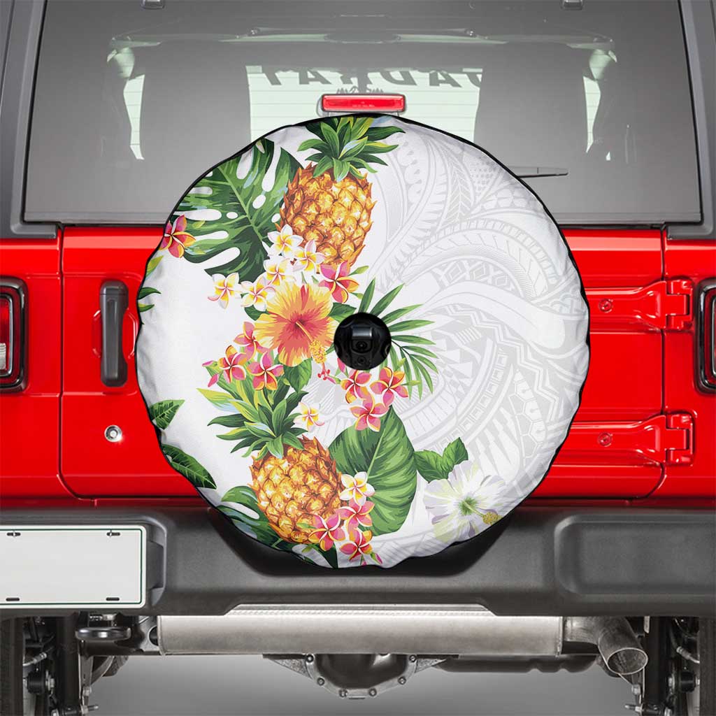 Hawaii Pineapple Tropical Spare Tire Cover Luminous Hibiscus Plumeria