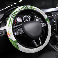 Hawaii Pineapple Tropical Steering Wheel Cover Luminous Hibiscus Plumeria LT01 Universal Fit White - Polynesian Pride