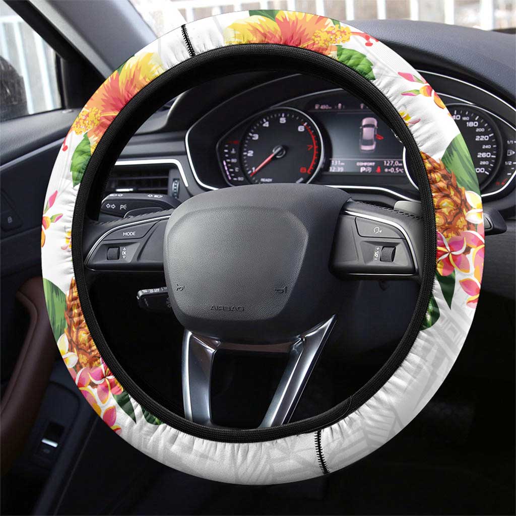 Hawaii Pineapple Tropical Steering Wheel Cover Luminous Hibiscus Plumeria LT01 - Polynesian Pride