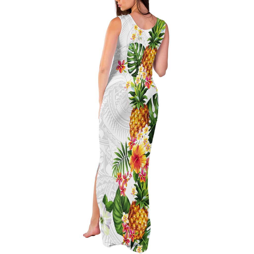 Hawaii Pineapple Tropical Tank Maxi Dress Luminous Hibiscus Plumeria LT01 - Polynesian Pride