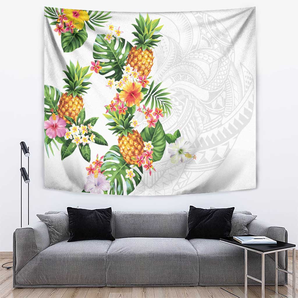 Hawaii Pineapple Tropical Tapestry Luminous Hibiscus Plumeria