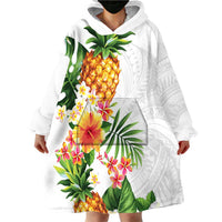 Hawaii Pineapple Tropical Wearable Blanket Hoodie Luminous Hibiscus Plumeria LT01 - Polynesian Pride