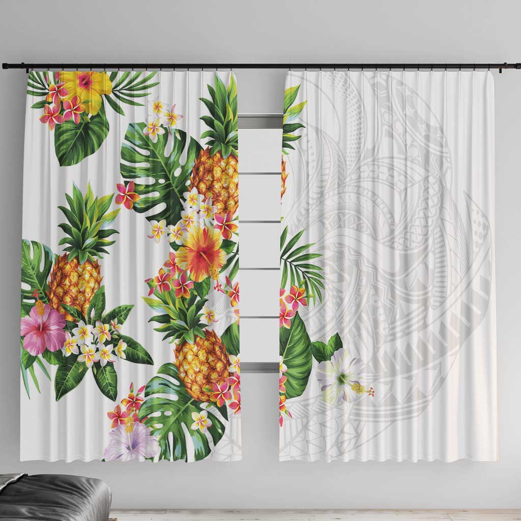 Hawaii Pineapple Tropical Window Curtain Luminous Hibiscus Plumeria