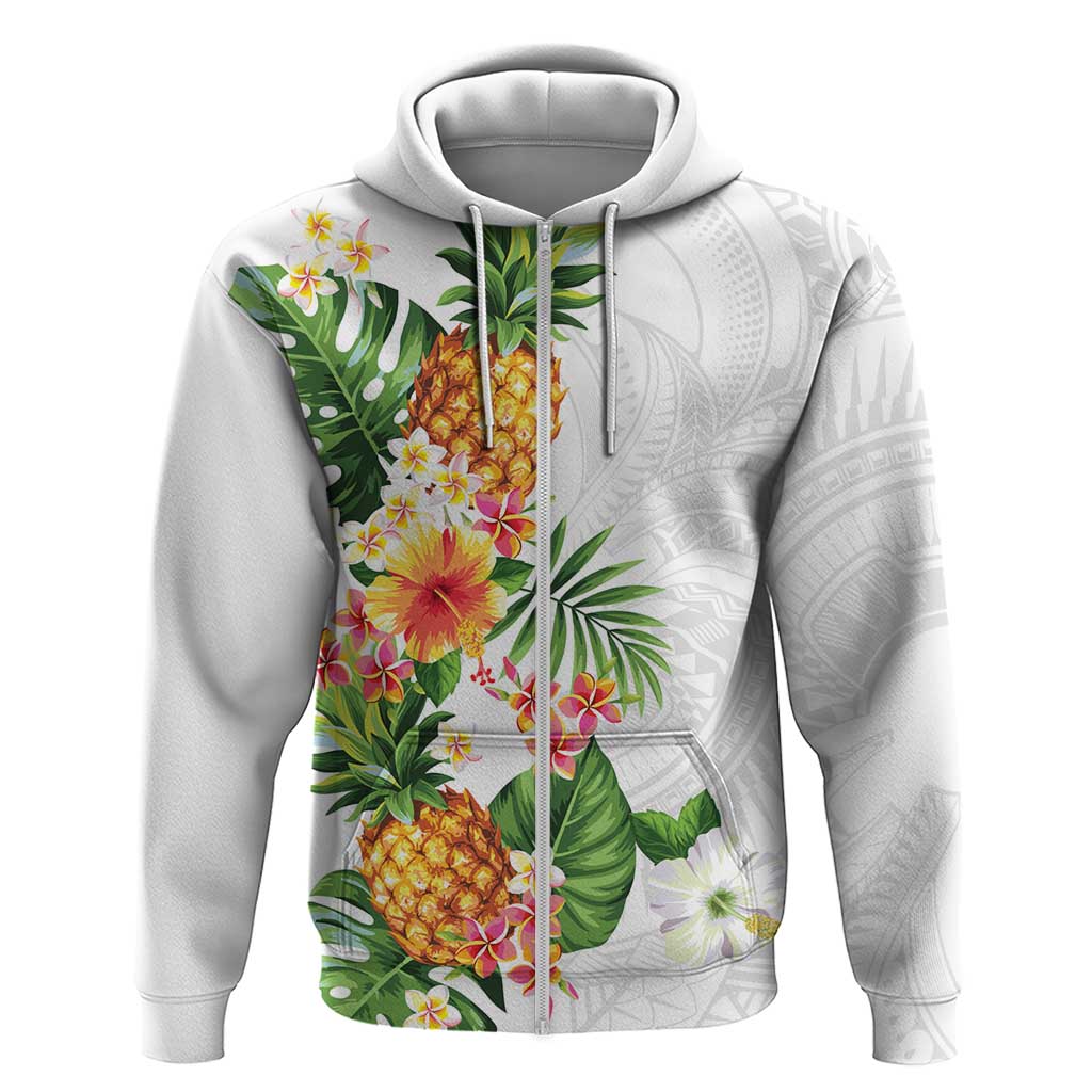 Hawaii Pineapple Tropical Zip Hoodie Luminous Hibiscus Plumeria