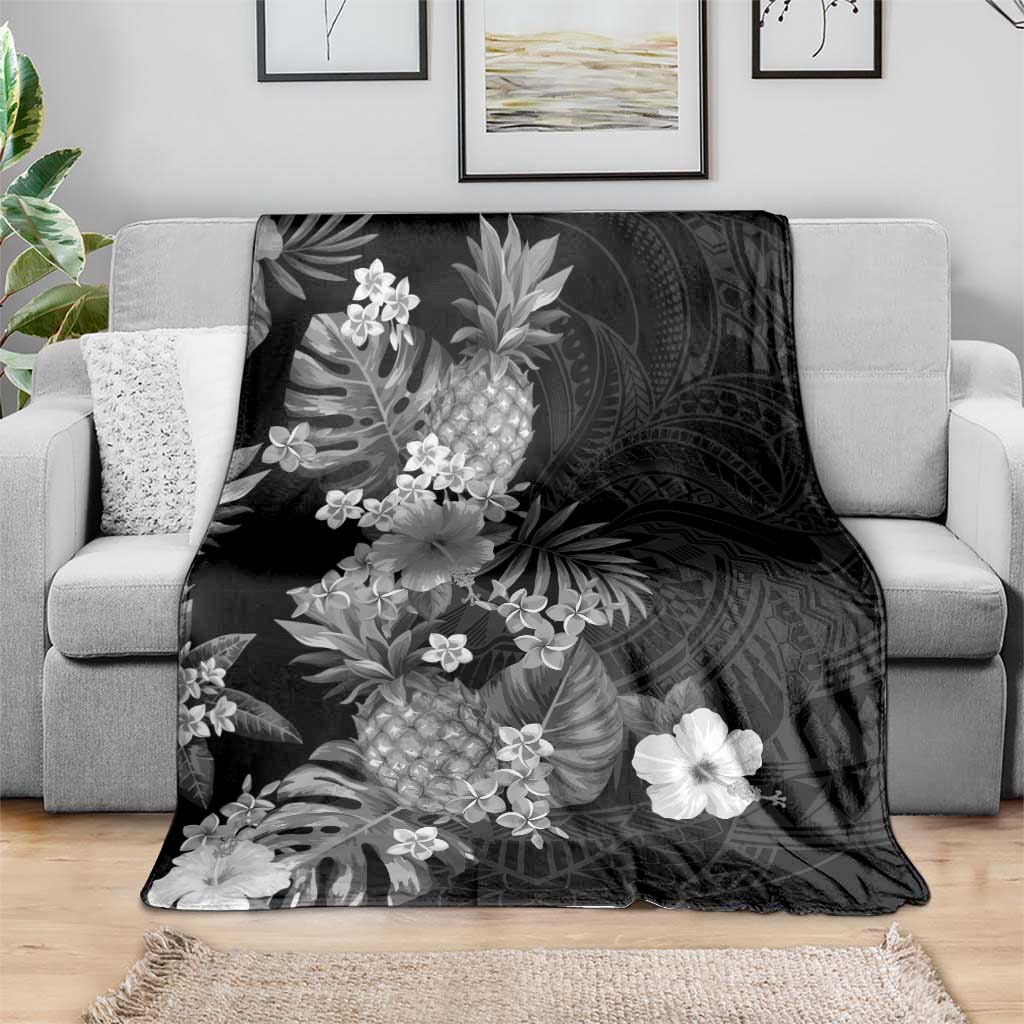 Hawaii Pineapple Tropical Blanket Neutral Hibiscus Plumeria LT01 - Polynesian Pride