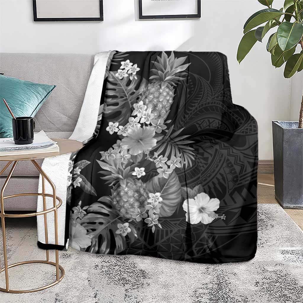 Hawaii Pineapple Tropical Blanket Neutral Hibiscus Plumeria LT01 - Polynesian Pride