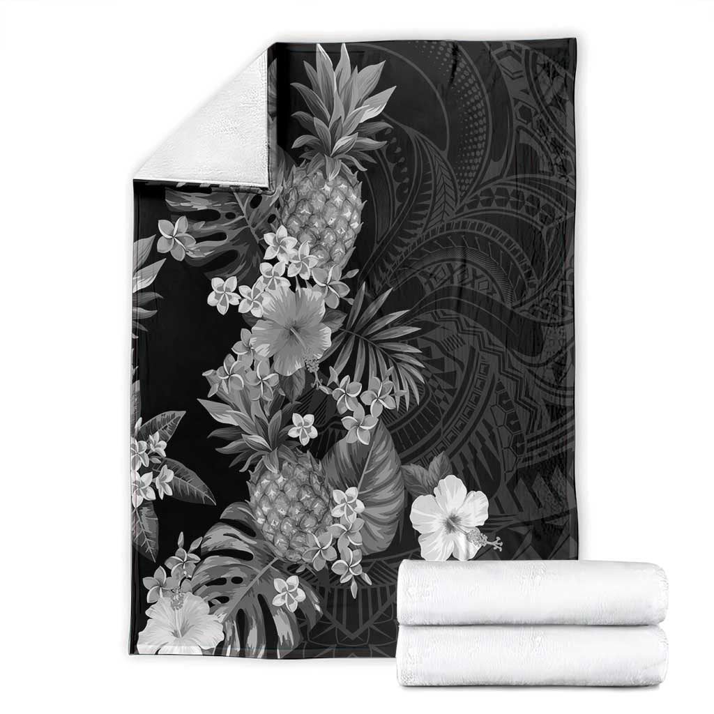 Hawaii Pineapple Tropical Blanket Neutral Hibiscus Plumeria LT01 - Polynesian Pride