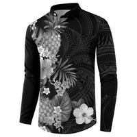 Hawaii Pineapple Tropical Button Sweatshirt Neutral Hibiscus Plumeria LT01 - Polynesian Pride