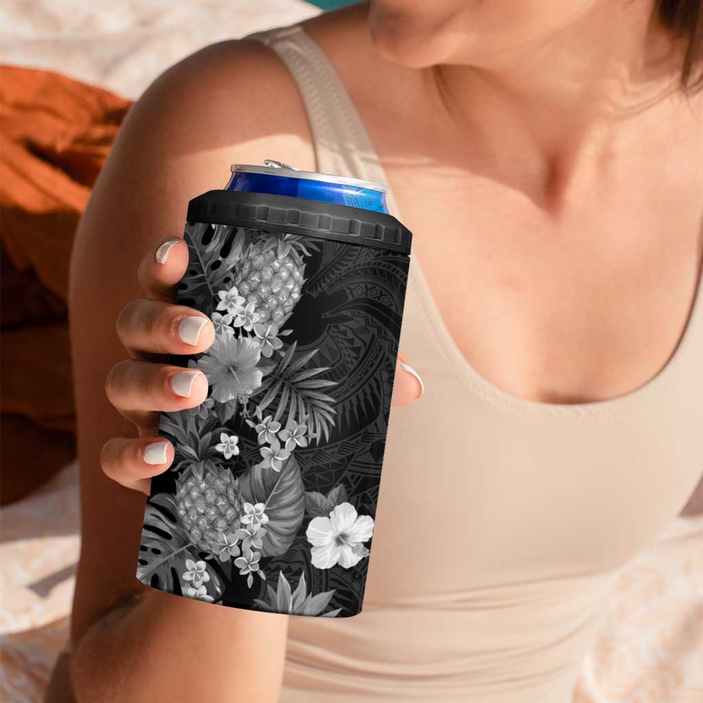 Hawaii Pineapple Tropical 4 in 1 Can Cooler Tumbler Neutral Hibiscus Plumeria