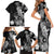 Hawaii Pineapple Tropical Family Matching Short Sleeve Bodycon Dress and Hawaiian Shirt Neutral Hibiscus Plumeria