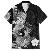 Hawaii Pineapple Tropical Family Matching Short Sleeve Bodycon Dress and Hawaiian Shirt Neutral Hibiscus Plumeria