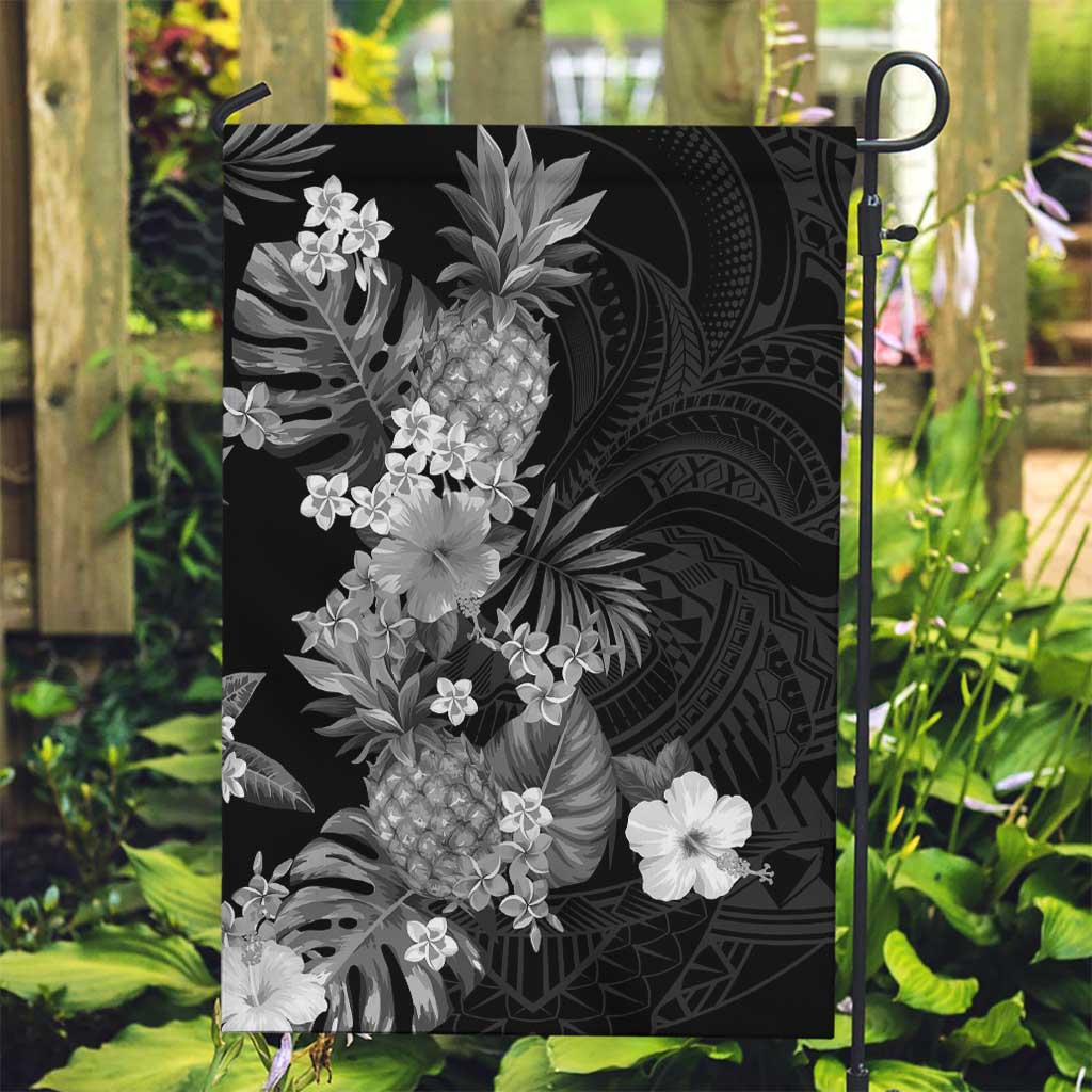 Hawaii Pineapple Tropical Garden Flag Neutral Hibiscus Plumeria LT01 Garden Flag Black - Polynesian Pride