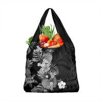 Hawaii Pineapple Tropical Grocery Bag Neutral Hibiscus Plumeria LT01 1-pack One Size Black - Polynesian Pride