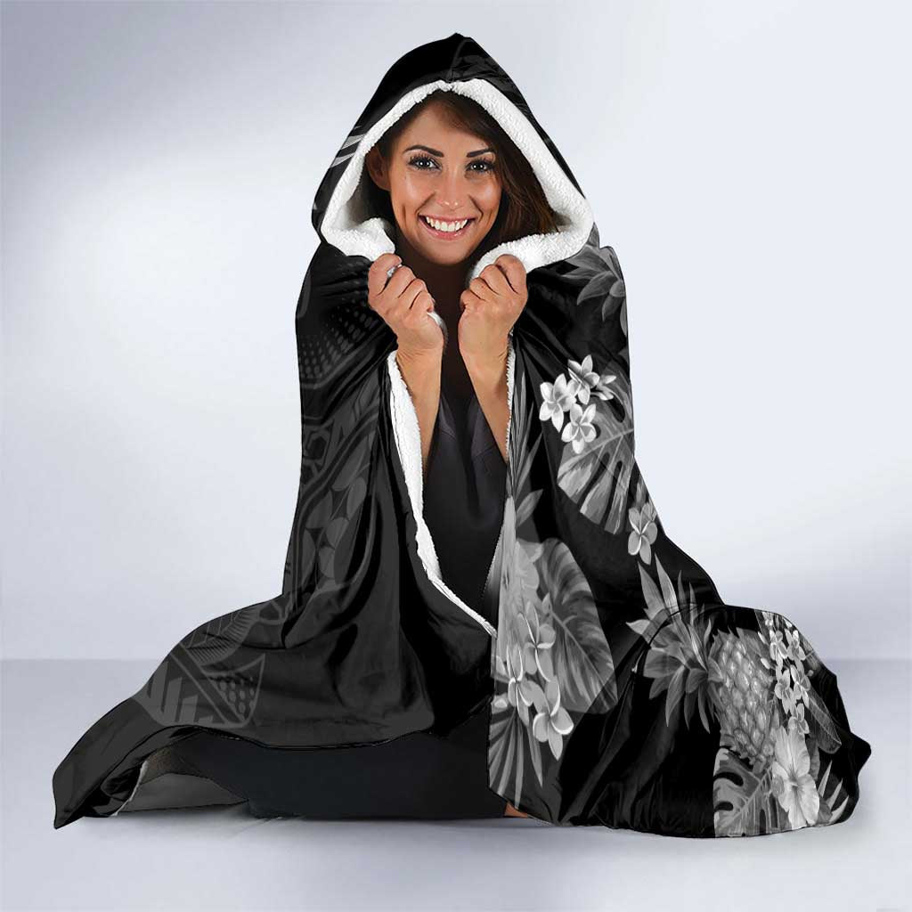 Hawaii Pineapple Tropical Hooded Blanket Neutral Hibiscus Plumeria LT01 - Polynesian Pride