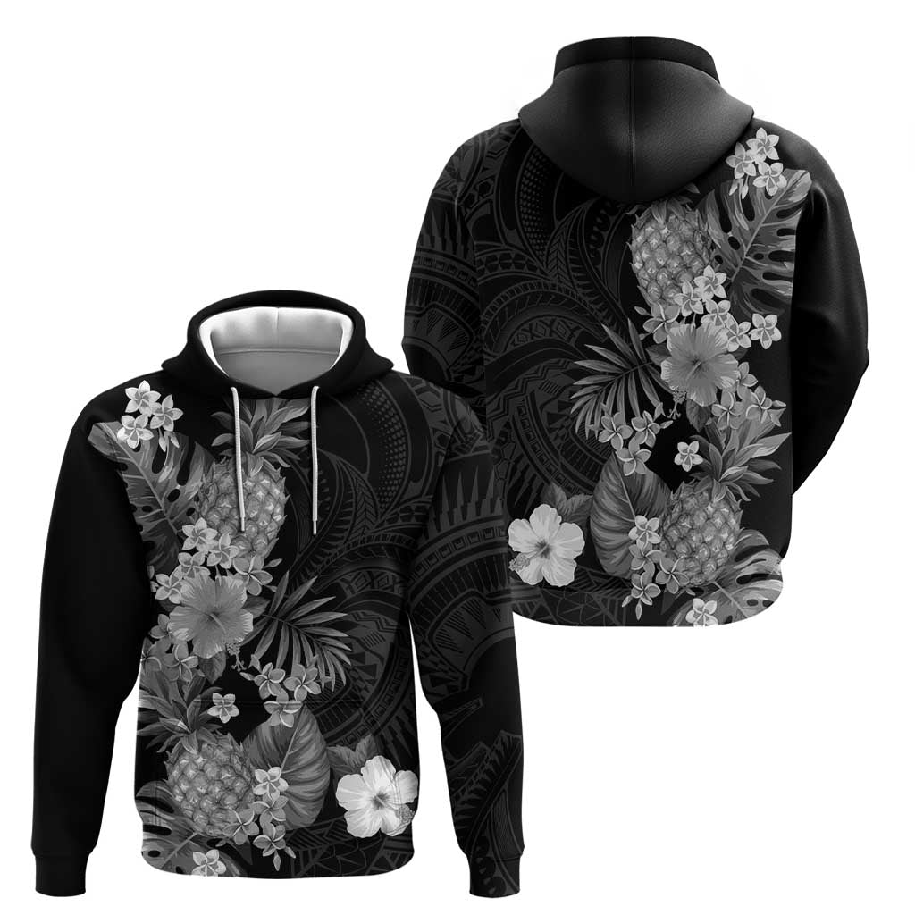 Hawaii Pineapple Tropical Hoodie Neutral Hibiscus Plumeria