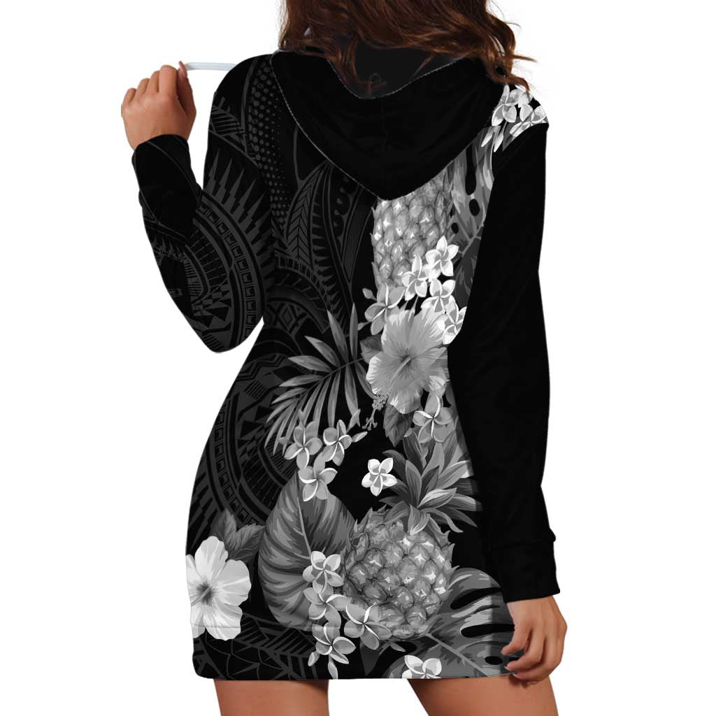 Hawaii Pineapple Tropical Hoodie Dress Neutral Hibiscus Plumeria LT01 - Polynesian Pride