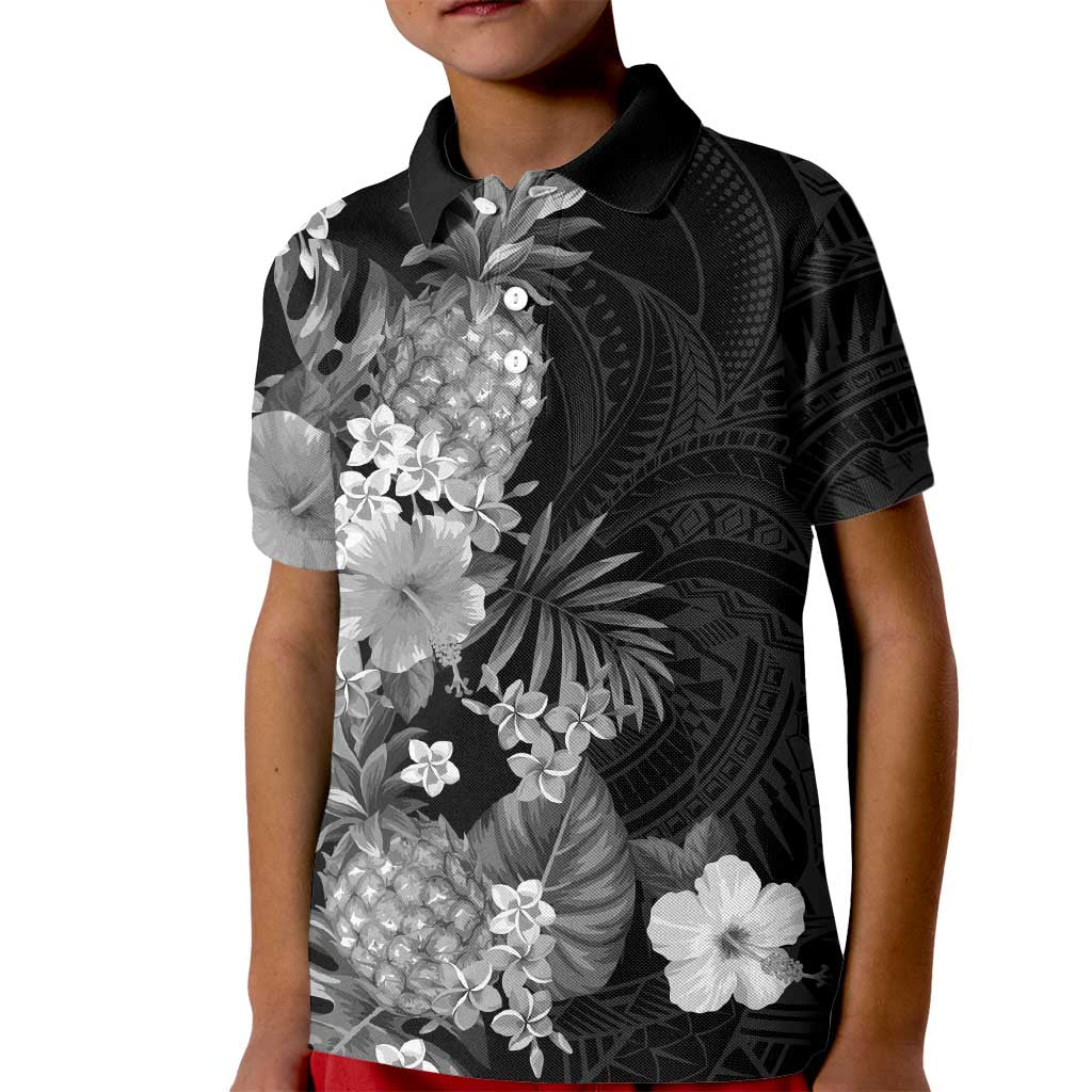 Hawaii Pineapple Tropical Kid Polo Shirt Neutral Hibiscus Plumeria