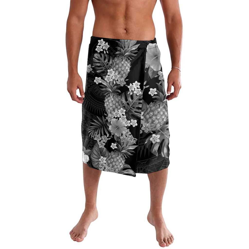 Hawaii Pineapple Tropical Lavalava Neutral Hibiscus Plumeria LT01 Black - Polynesian Pride
