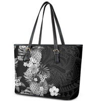 Hawaii Pineapple Tropical Leather Tote Bag Neutral Hibiscus Plumeria LT01 - Polynesian Pride