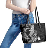Hawaii Pineapple Tropical Leather Tote Bag Neutral Hibiscus Plumeria LT01 - Polynesian Pride