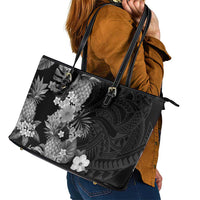 Hawaii Pineapple Tropical Leather Tote Bag Neutral Hibiscus Plumeria LT01 - Polynesian Pride