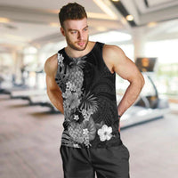Hawaii Pineapple Tropical Men Tank Top Neutral Hibiscus Plumeria LT01 Black - Polynesian Pride