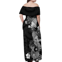 Hawaii Pineapple Tropical Off Shoulder Maxi Dress Neutral Hibiscus Plumeria LT01 - Polynesian Pride