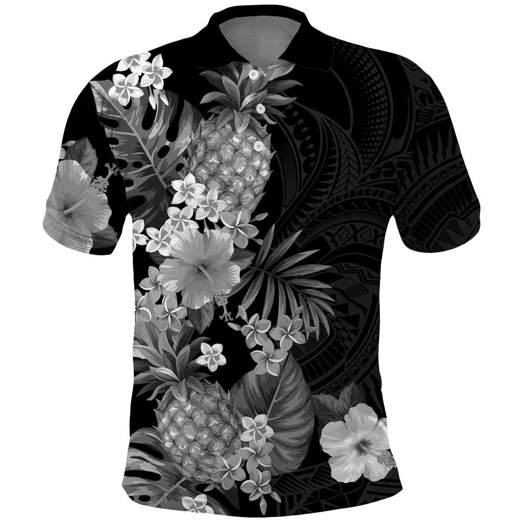 Hawaii Pineapple Tropical Polo Shirt Neutral Hibiscus Plumeria