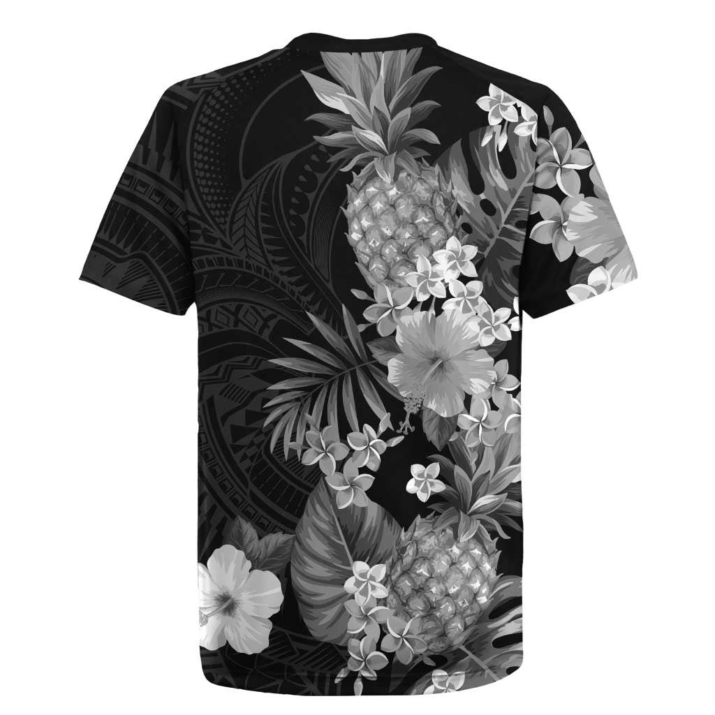 Hawaii Pineapple Tropical Rugby Jersey Neutral Hibiscus Plumeria LT01 - Polynesian Pride