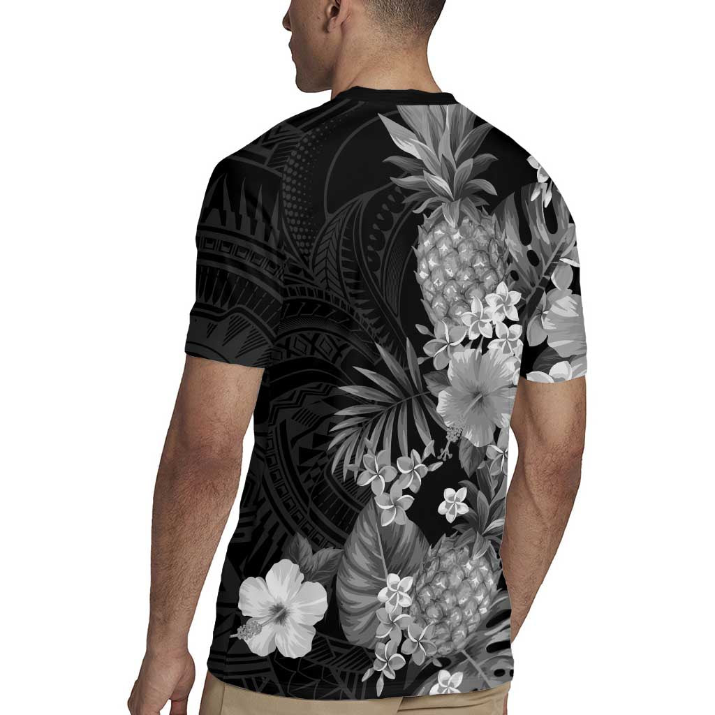 Hawaii Pineapple Tropical Rugby Jersey Neutral Hibiscus Plumeria LT01 - Polynesian Pride
