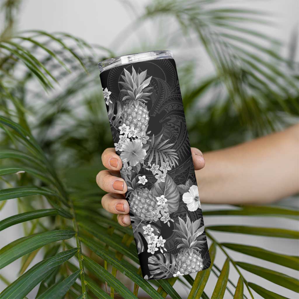 Hawaii Pineapple Tropical Skinny Tumbler Neutral Hibiscus Plumeria