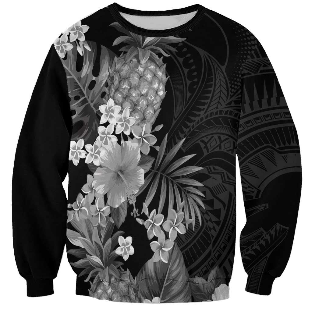 Hawaii Pineapple Tropical Sweatshirt Neutral Hibiscus Plumeria LT01 Unisex Black - Polynesian Pride