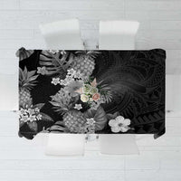 Hawaii Pineapple Tropical Tablecloth Neutral Hibiscus Plumeria LT01 Black - Polynesian Pride