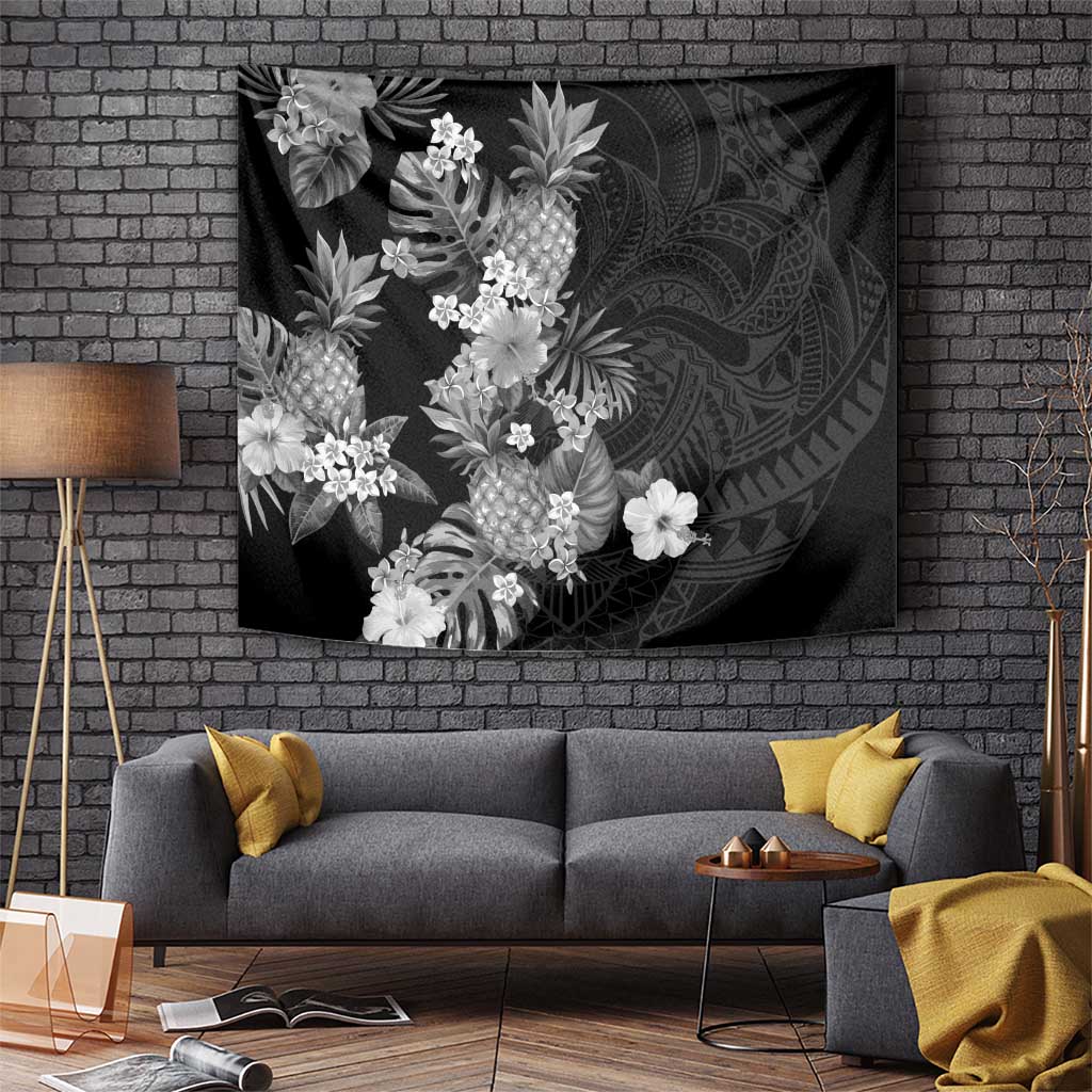 Hawaii Pineapple Tropical Tapestry Neutral Hibiscus Plumeria LT01 - Polynesian Pride