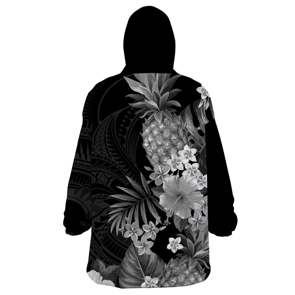 Hawaii Pineapple Tropical Wearable Blanket Hoodie Neutral Hibiscus Plumeria LT01 - Polynesian Pride