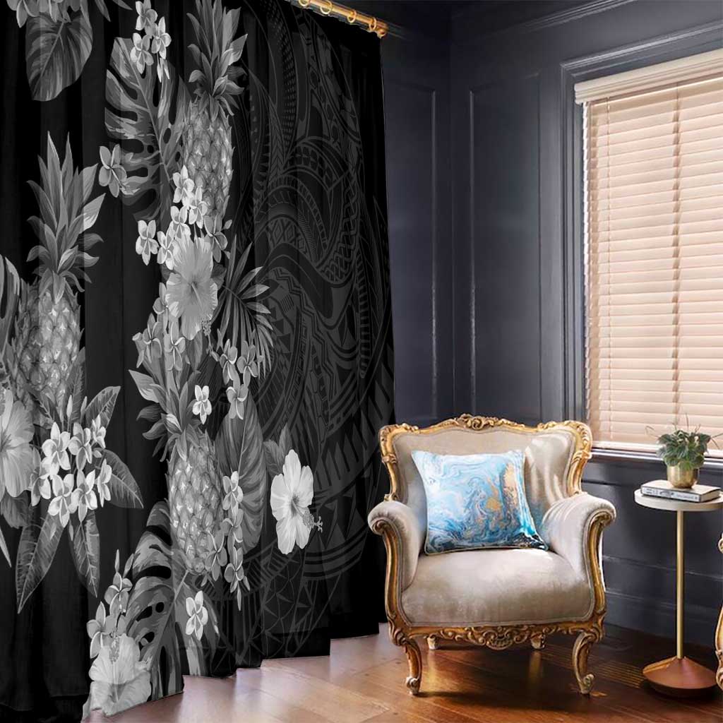 Hawaii Pineapple Tropical Window Curtain Neutral Hibiscus Plumeria LT01 - Polynesian Pride