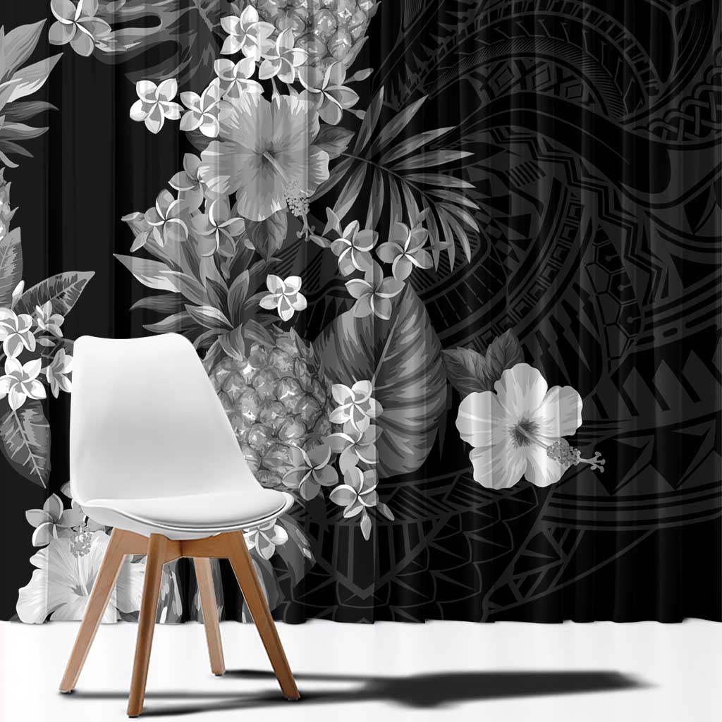 Hawaii Pineapple Tropical Window Curtain Neutral Hibiscus Plumeria LT01 - Polynesian Pride
