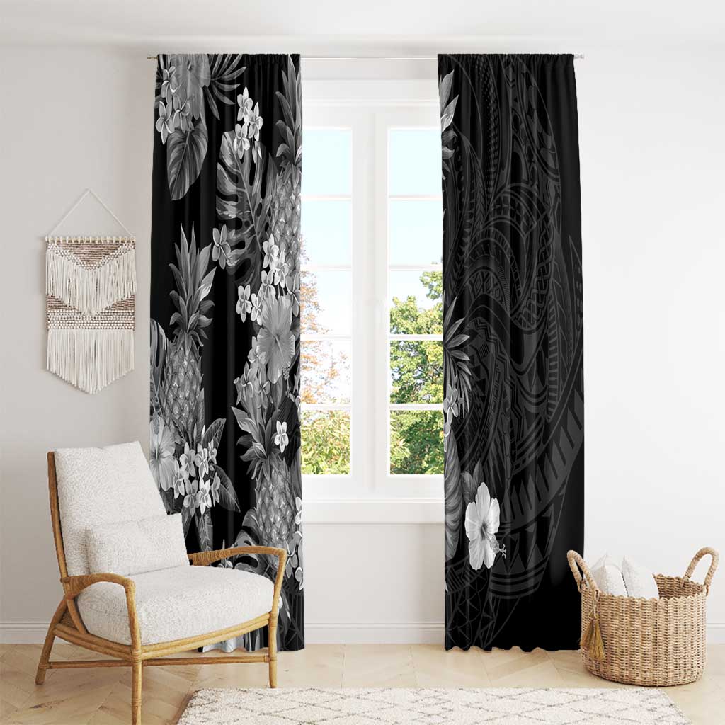 Hawaii Pineapple Tropical Window Curtain Neutral Hibiscus Plumeria LT01 - Polynesian Pride