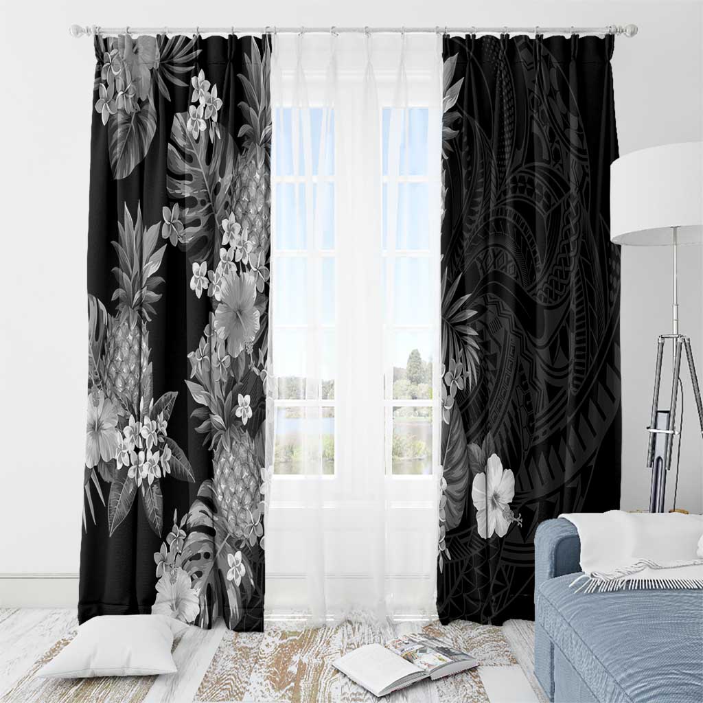 Hawaii Pineapple Tropical Window Curtain Neutral Hibiscus Plumeria LT01 - Polynesian Pride