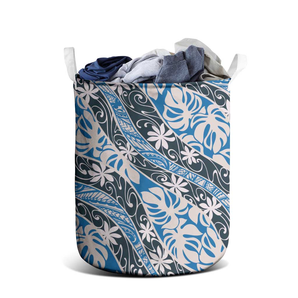 Ninamu Tahiti Tiare Monstera Laundry Basket Polynesian Pattern Curve Style - Polynesian Pride