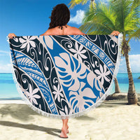 Ninamu Tahiti Tiare Monstera Beach Blanket Polynesian Pattern Curve Style - Polynesian Pride