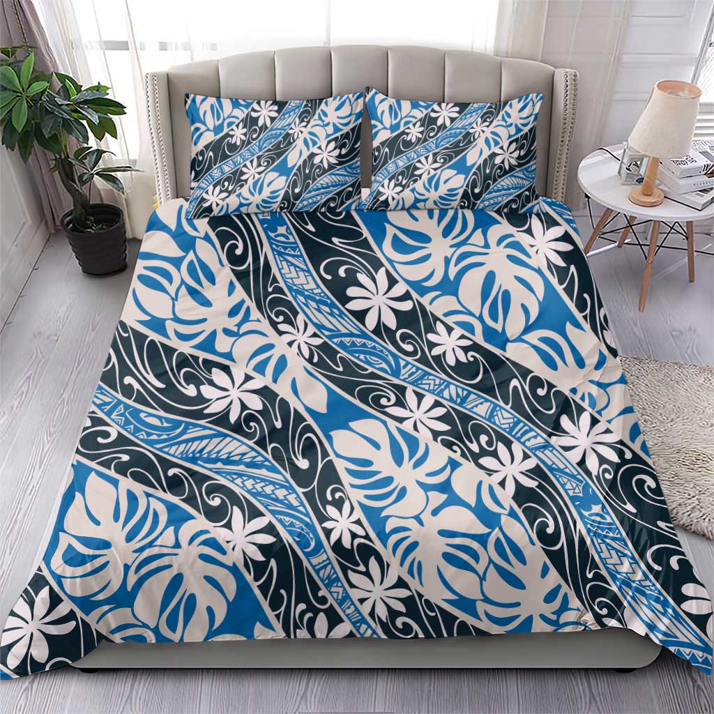 Ninamu Tahiti Tiare Monstera Bedding Set Polynesian Pattern Curve Style - Polynesian Pride