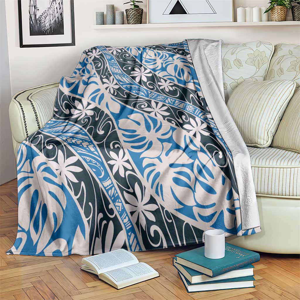 Ninamu Tahiti Tiare Monstera Blanket Polynesian Pattern Curve Style - Polynesian Pride
