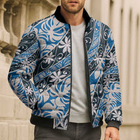 Ninamu Tahiti Tiare Monstera Bomber Puffer Jacket Polynesian Pattern Curve Style - Polynesian Pride