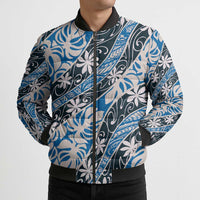 Ninamu Tahiti Tiare Monstera Bomber Puffer Jacket Polynesian Pattern Curve Style - Polynesian Pride