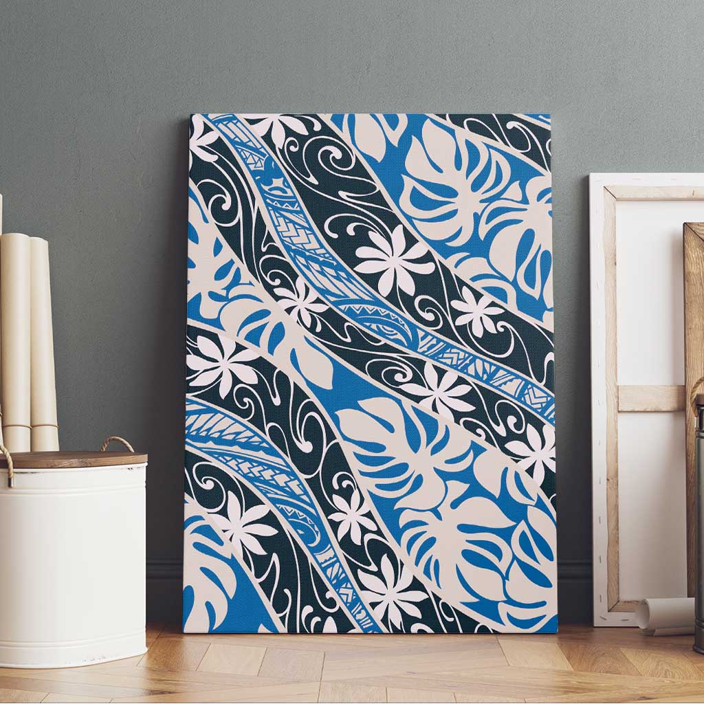 Ninamu Tahiti Tiare Monstera Canvas Wall Art Polynesian Pattern Curve Style - Polynesian Pride