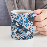 Ninamu Tahiti Tiare Monstera Ceramic Mug Polynesian Pattern Curve Style - Polynesian Pride