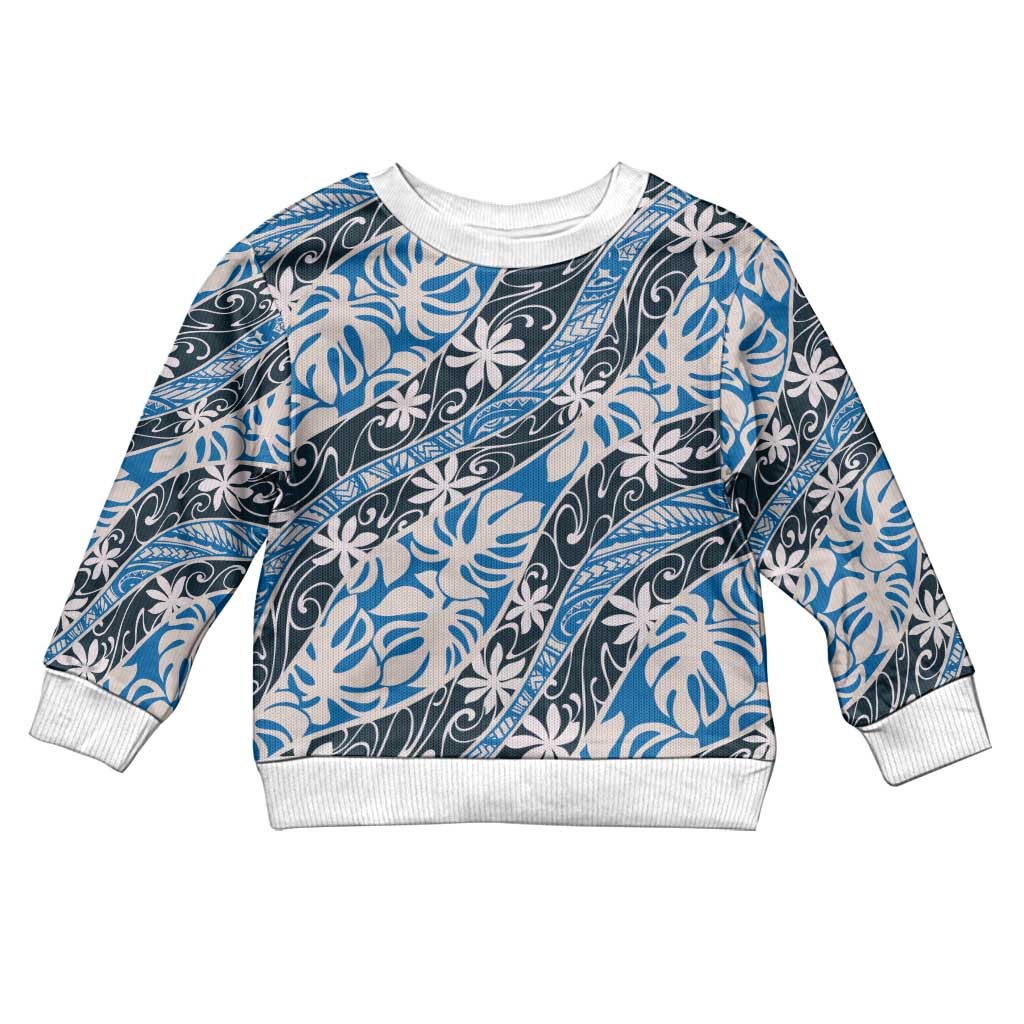 Ninamu Tahiti Tiare Monstera Kid Ugly Christmas Sweater Polynesian Pattern Curve Style - Polynesian Pride