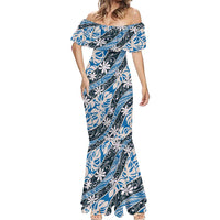 Ninamu Tahiti Tiare Monstera Mermaid Dress Polynesian Pattern Curve Style - Polynesian Pride