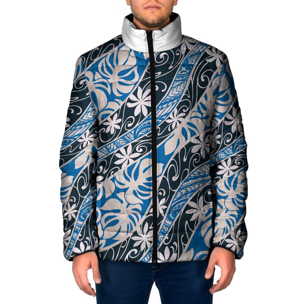 Ninamu Tahiti Tiare Monstera Padded Jacket Polynesian Pattern Curve Style - Polynesian Pride